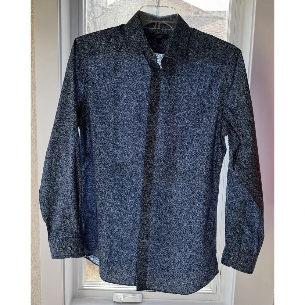 Banana Republic Mens Large Grant Slim Fit Non-Iron Button Down Shirt Blue EUC